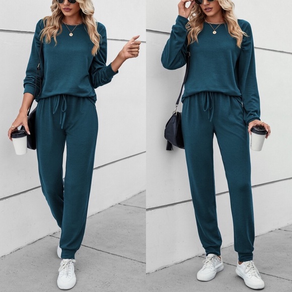 Pants - 💙 CASUAL TEAL BLUE PULLOVER + SWEATPANTS MATCHING SET!